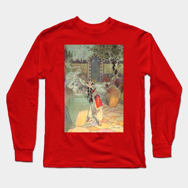 Morgiana Pouring Boiling Oil Over the Thieves in Arabian Nights Long Sleeve T-Shirt by Star Scrunch